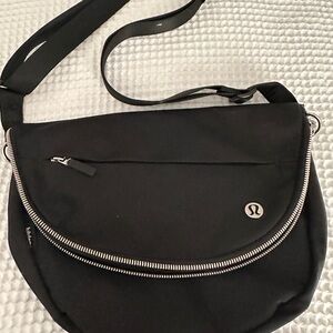 lululemon athletica Black Crossbody Bag with Silver Zipper